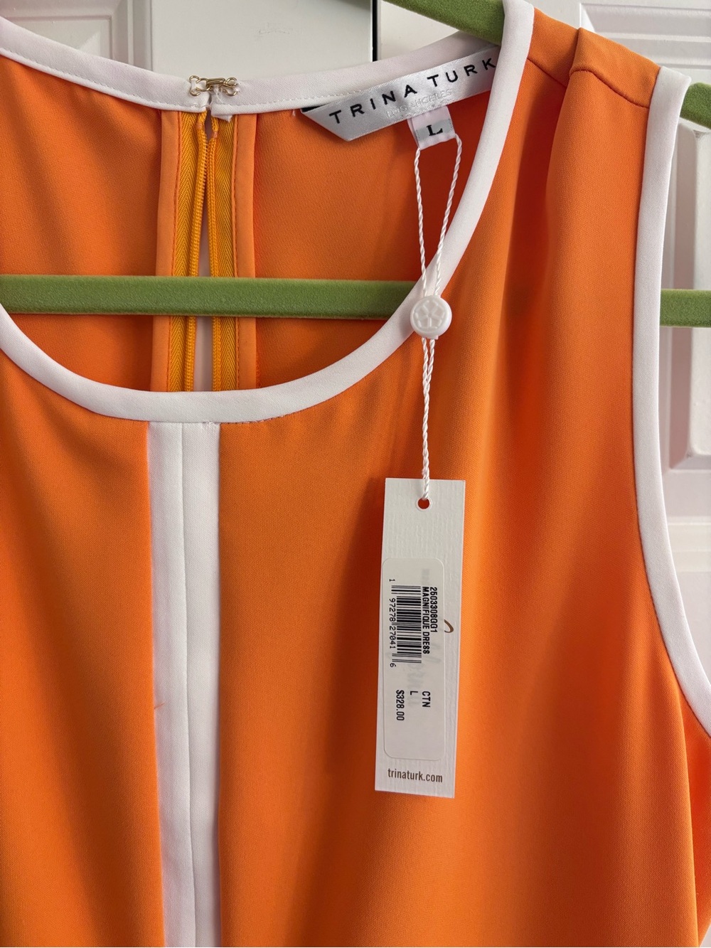 Trina Turk Orange Maxi Dress with White Trim - Picture 2 of 4
